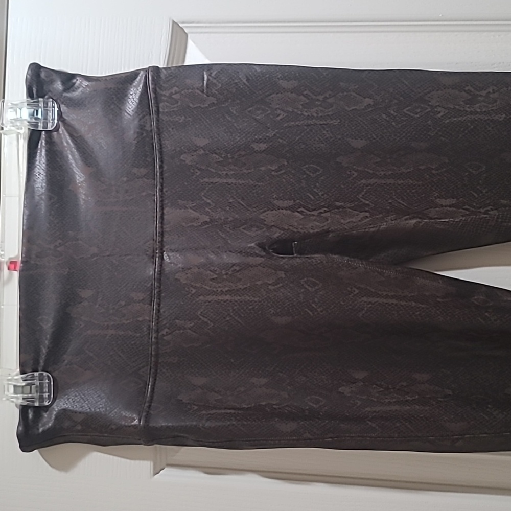 Spanx Faux Leather Snake Print Leggings Size XL